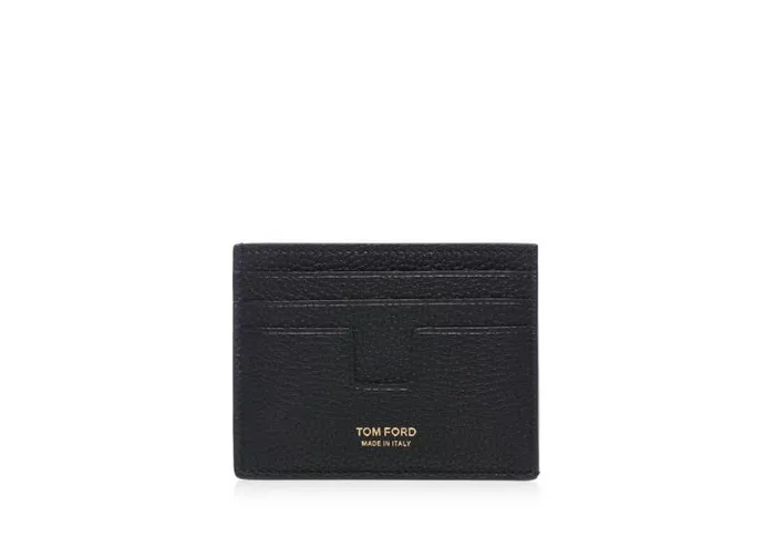 Men Small Leather Goods Tom Ford Grain Leather Cardholder Black
