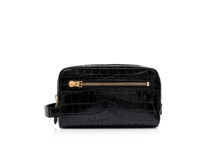 Men Small Leather Goods Tom Ford Printed Alligator Leather Toiletry Case Black Men Small Leather Goods Tom Ford Printed Alligator Leather Toiletry Case Black
