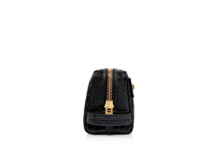 Men Small Leather Goods Tom Ford Printed Alligator Leather Toiletry Case Black Men Small Leather Goods Tom Ford Printed Alligator Leather Toiletry Case Black