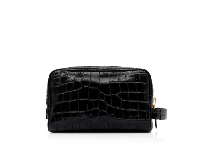 Men Small Leather Goods Tom Ford Printed Alligator Leather Toiletry Case Black Men Small Leather Goods Tom Ford Printed Alligator Leather Toiletry Case Black
