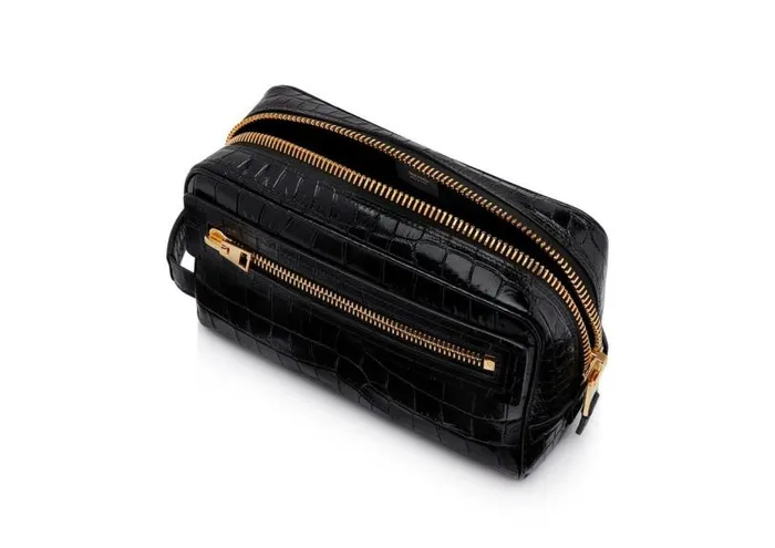 Men Small Leather Goods Tom Ford Printed Alligator Leather Toiletry Case Black Men Small Leather Goods Tom Ford Printed Alligator Leather Toiletry Case Black