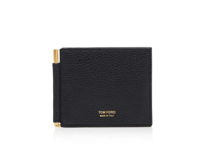 Men Small Leather Goods Tom Ford Soft Grain Leather Money Clip Wallet Black
