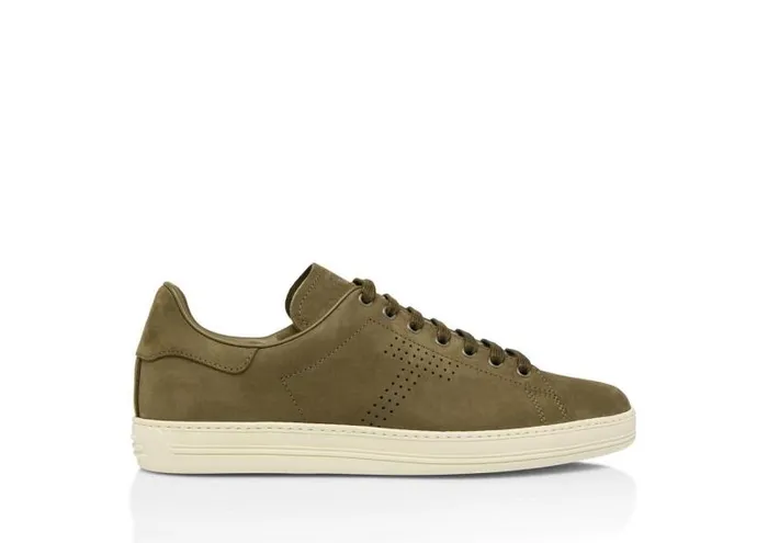 Men Sneakers Tom Ford Nubuck Warwick Sneaker Dark Olive