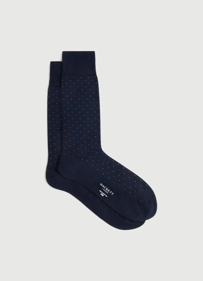 Men Socks and Underwear Hackett London Polka Dot Cotton Socks Navy