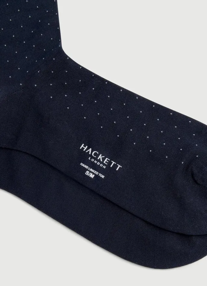 Men Socks and Underwear Hackett London Polka Dot Cotton Socks Navy
