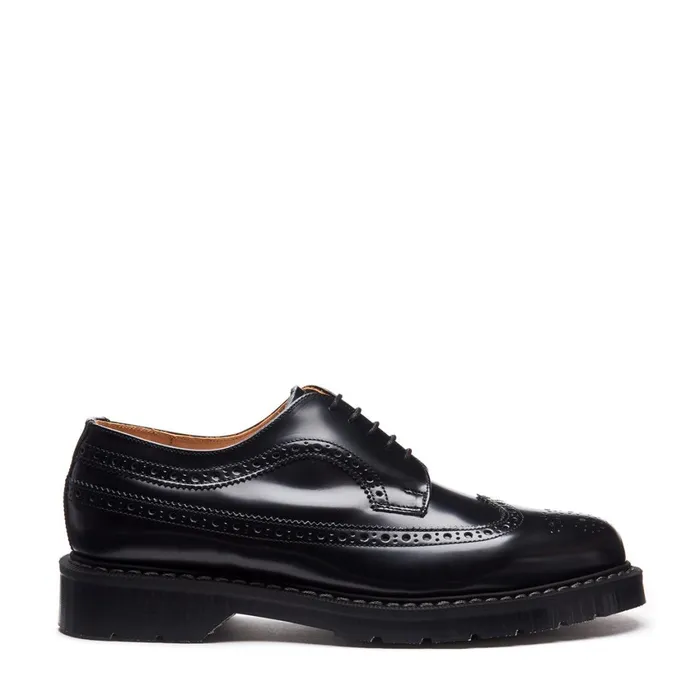 Men Solovair Brogue Shoes Black HiShine American Brogue Shoe