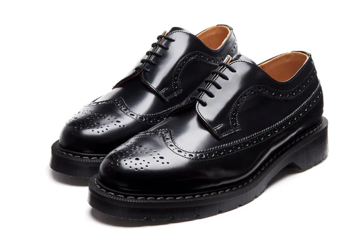 Men Solovair Brogue Shoes Black HiShine American Brogue Shoe