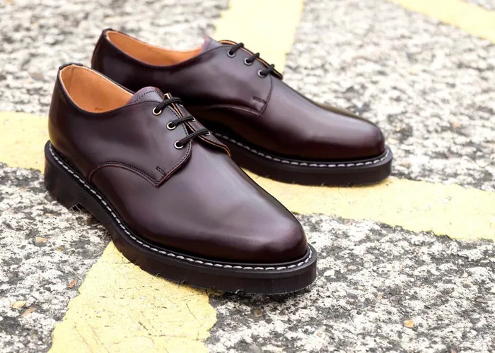 Men Solovair Gibson Shoes Burgundy RubOff Gibson Shoe
