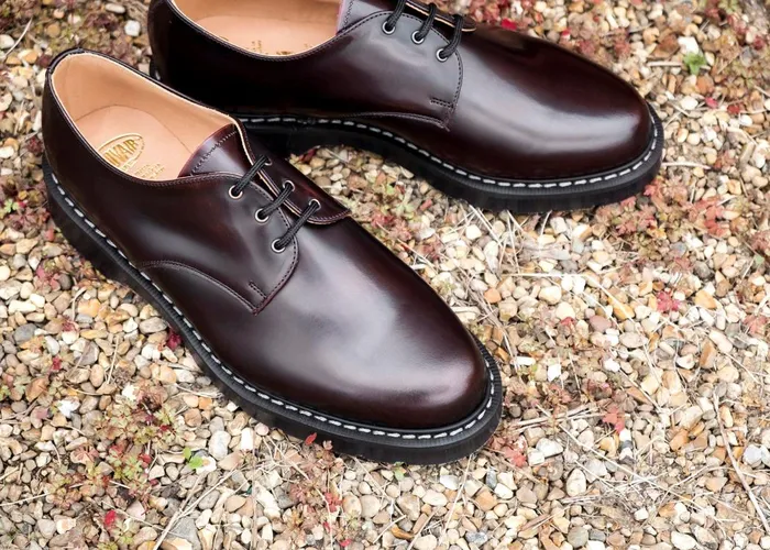 Men Solovair Gibson Shoes Burgundy RubOff Gibson Shoe