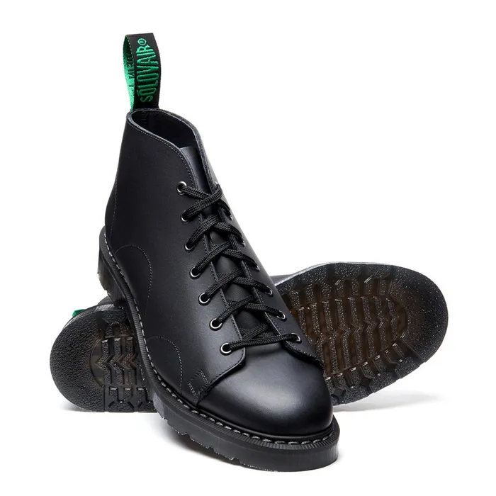 Men Solovair Monkey Boots Black Greasy Monkey Boot