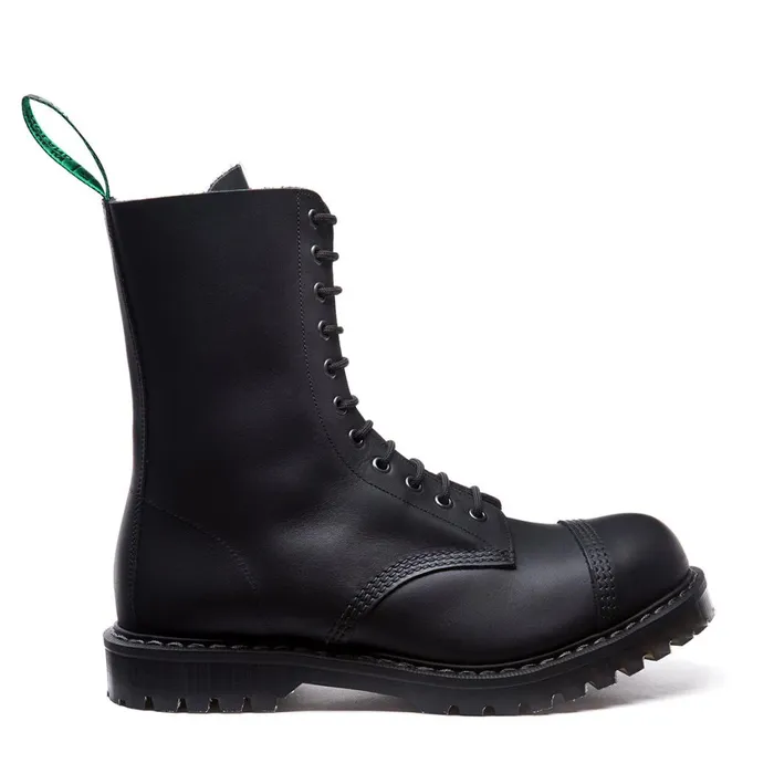 Men Solovair Steel Toe Boots Black Greasy Steel Toe Derby Boot