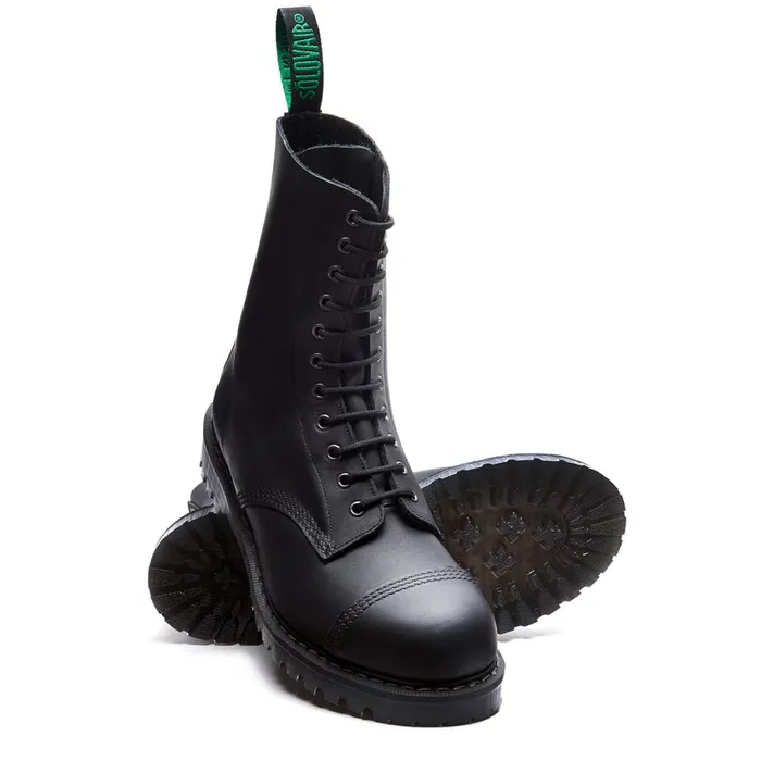 Men Solovair Steel Toe Boots Black Greasy Steel Toe Derby Boot