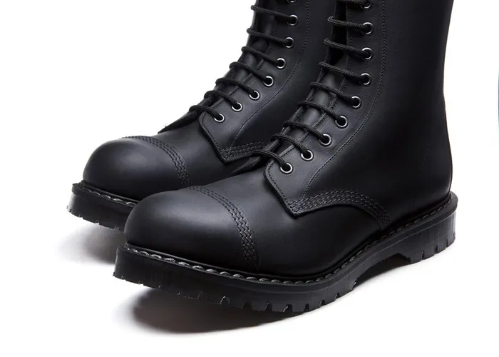Men Solovair Steel Toe Boots Black Greasy Steel Toe Derby Boot