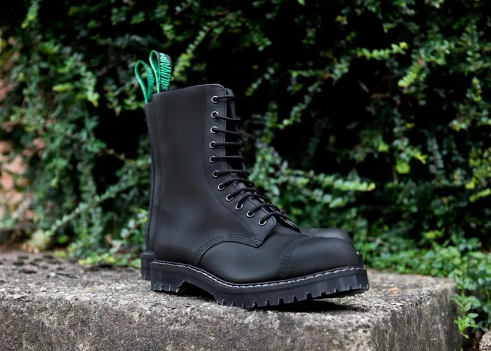 Men Solovair Steel Toe Boots Black Greasy Steel Toe Derby Boot