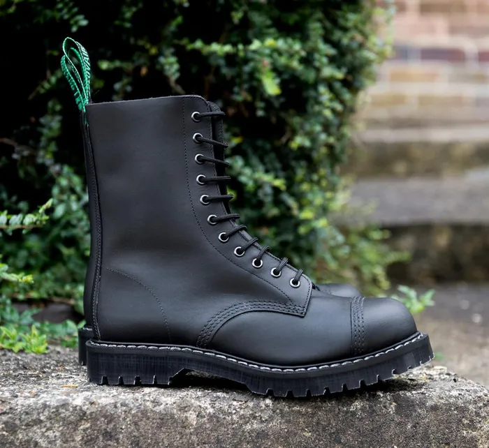 Men Solovair Steel Toe Boots Black Greasy Steel Toe Derby Boot