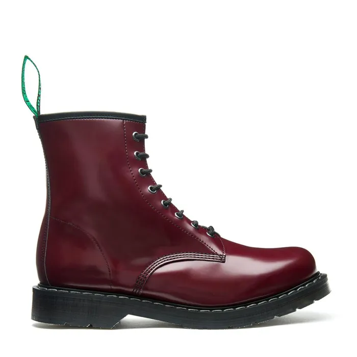 Men Solovair Vegan Boots Merlot Vegan HiShine 8 Eye Derby Boot