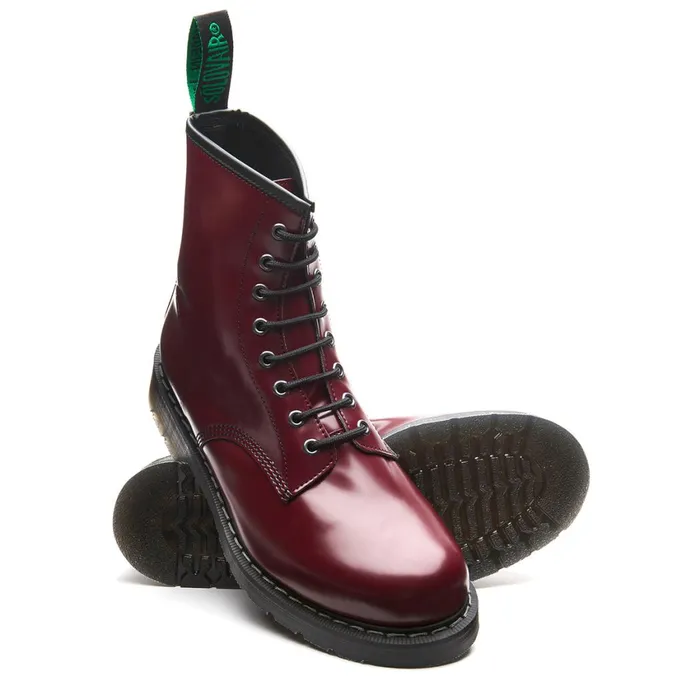 Men Solovair Vegan Boots Merlot Vegan HiShine 8 Eye Derby Boot