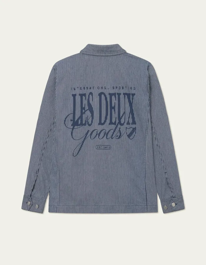 Men Steven Stripe Denim Overshirt 8211 NavyIvory Les Deux ShirtsOvershirts