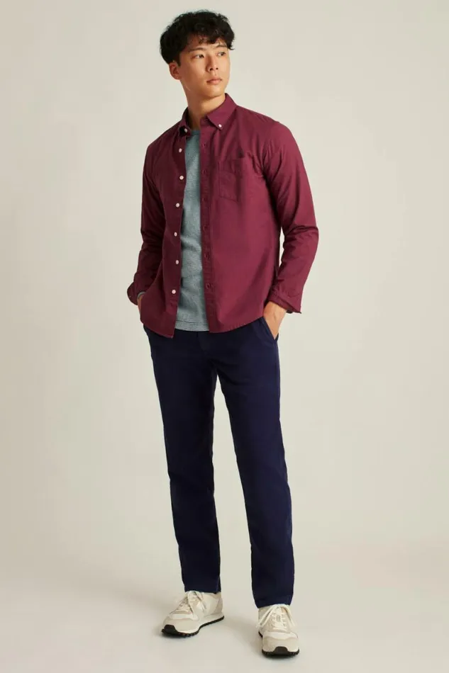 Men Stretch Italian Moleskin Trouser Maritime Blue Bonobos Dress Pants