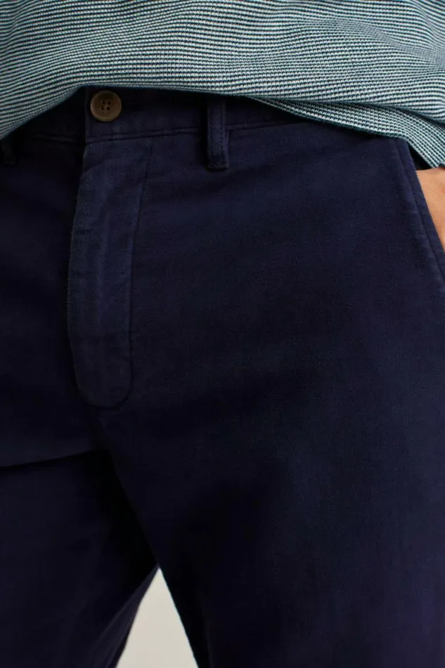 Men Stretch Italian Moleskin Trouser Maritime Blue Bonobos Dress Pants