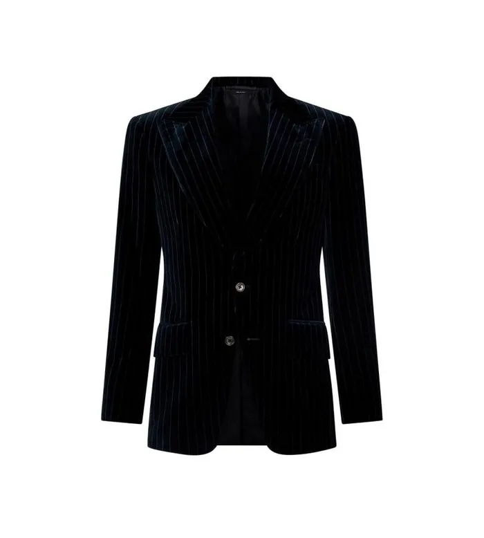 Men Suits Tom Ford Pinstripe Velvet Atticus Jacket Ink Blue