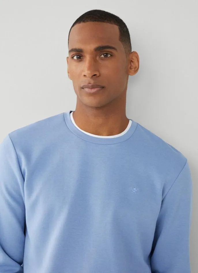 Men Sweatshirts Hackett London Classic Fit Crew Neck Sweatshirt Chambray Blue
