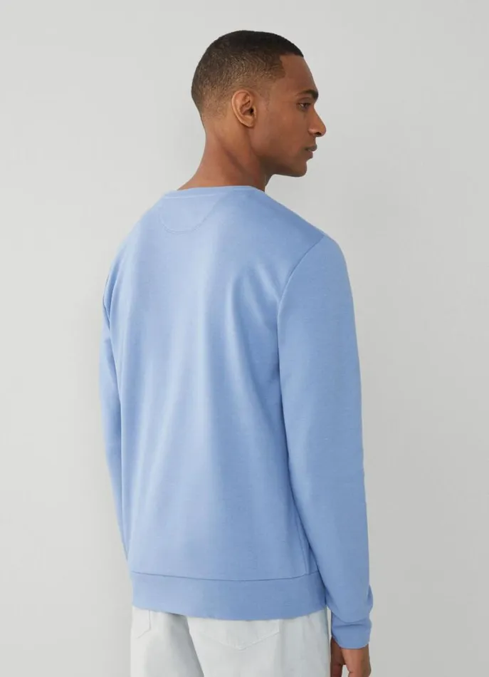 Men Sweatshirts Hackett London Classic Fit Crew Neck Sweatshirt Chambray Blue