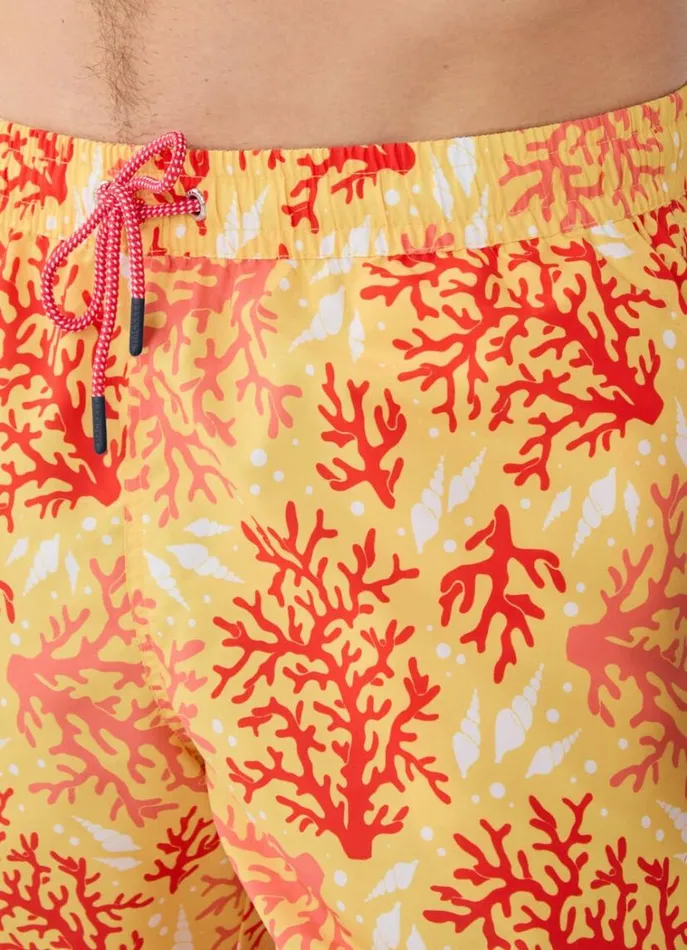 Men Swimwear Hackett London Coral Swim Shorts Yellow