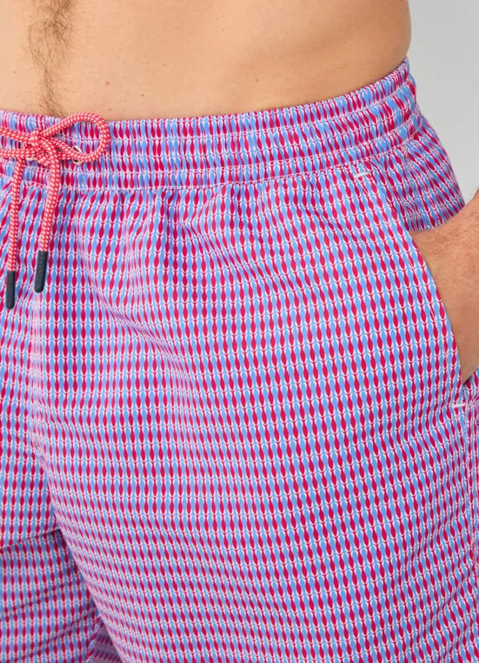 Men Swimwear Hackett London Geometric Fish Swim Shorts Fuchsia