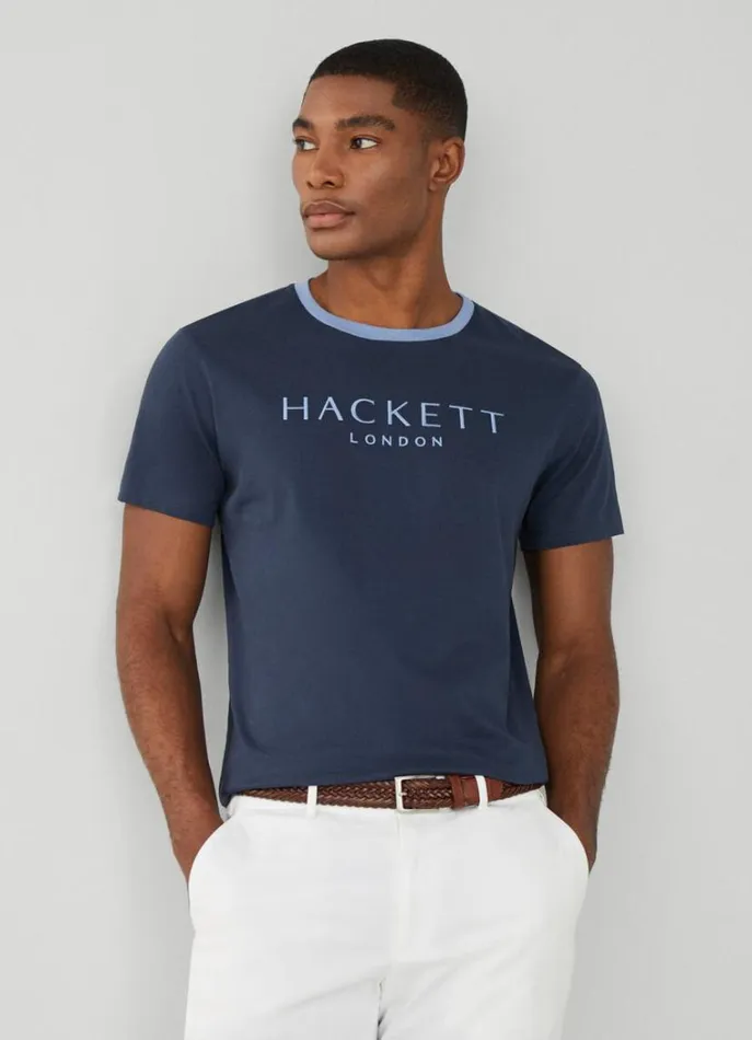 Men Tshirts Hackett London Classic Fit Heritage TShirt Navy