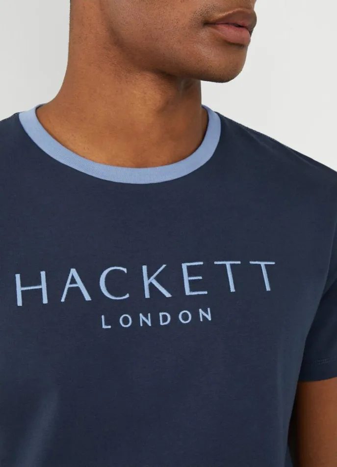 Men Tshirts Hackett London Classic Fit Heritage TShirt Navy