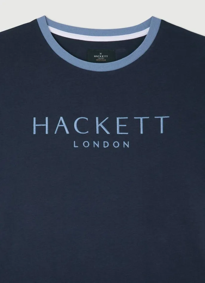 Men Tshirts Hackett London Classic Fit Heritage TShirt Navy