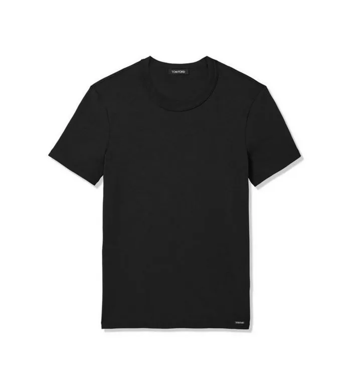 Men TSHIRTS Tom Ford Cotton Crewneck TShirt Black