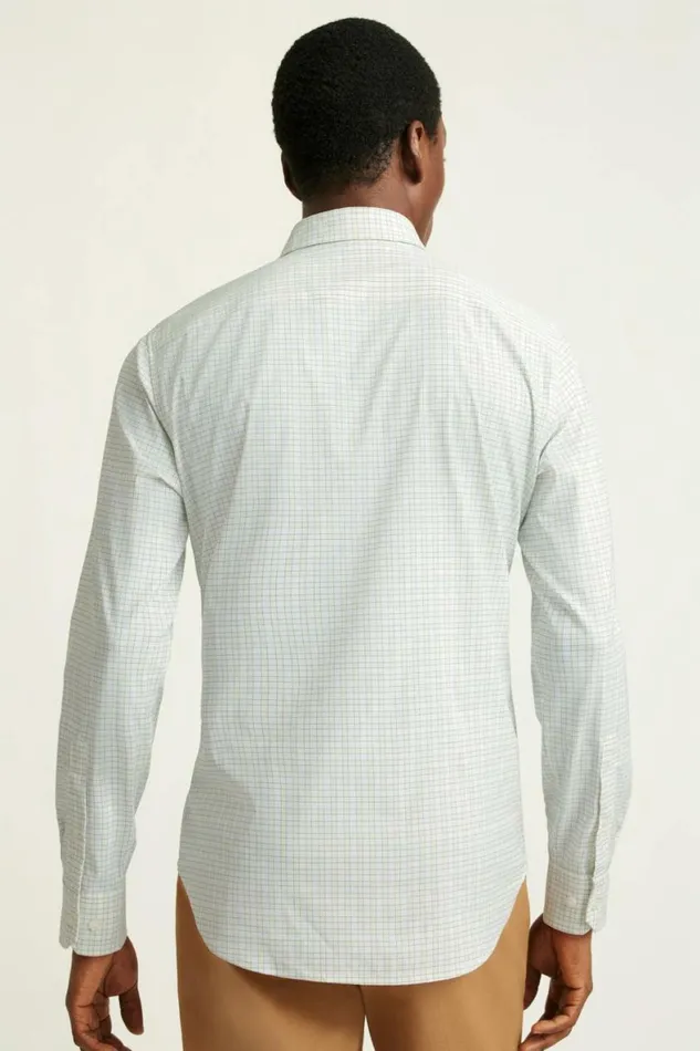 Men Tech Button Down Shirt Blue Daffodil Plaid Bonobos Business Casual Shirts
