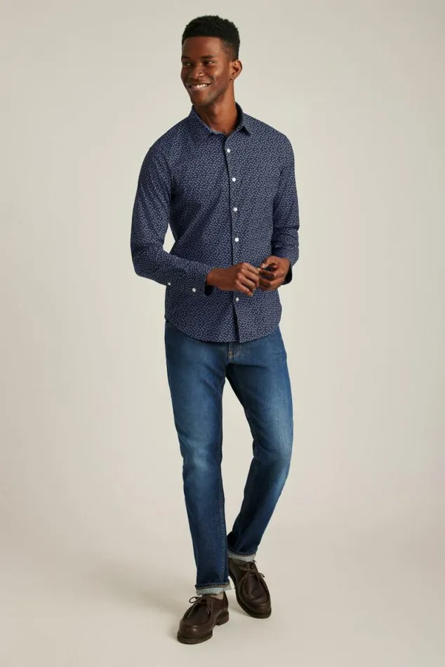 Men Tech Button Down Shirt Blue Gull Lake Geo Bonobos Business Casual Shirts