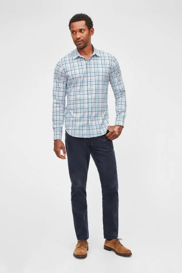 Men Tech Button Down Shirt Blue Penhook Check Bonobos Business Casual Shirts