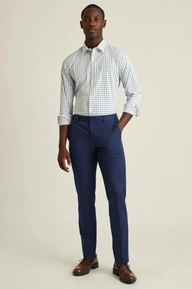 Men Tech Button Down Shirt Dark Blue Horden Check Bonobos Casual Shirts