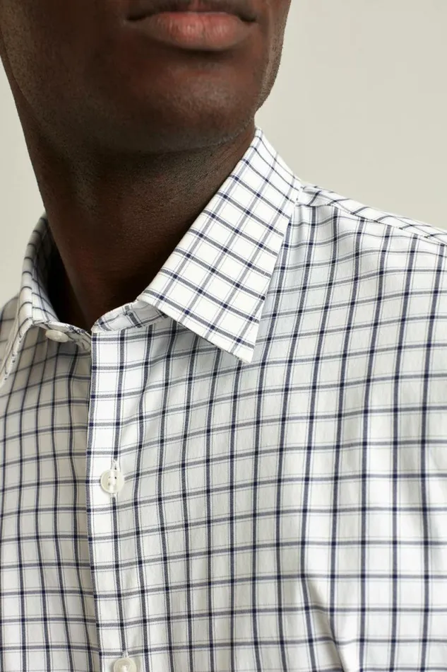 Men Tech Button Down Shirt Dark Blue Horden Check Bonobos Casual Shirts