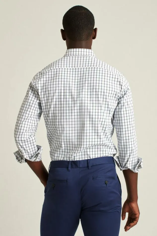 Men Tech Button Down Shirt Dark Blue Horden Check Bonobos Casual Shirts