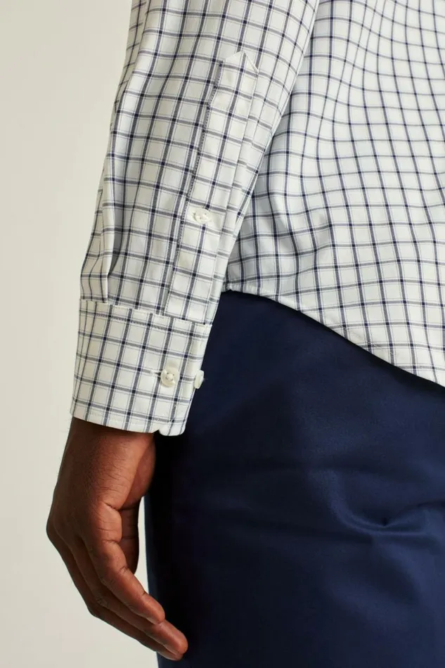 Men Tech Button Down Shirt Dark Blue Horden Check Bonobos Casual Shirts