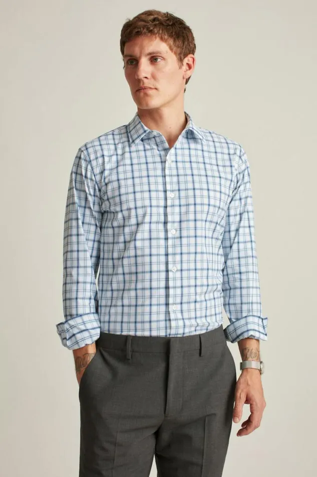 Men Tech Button Down Shirt Freemont Plaid Bonobos Business Casual Shirts