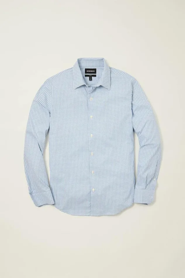 Men Tech Button Down Shirt Green Mountain Plaid Bonobos Business Casual Shirts