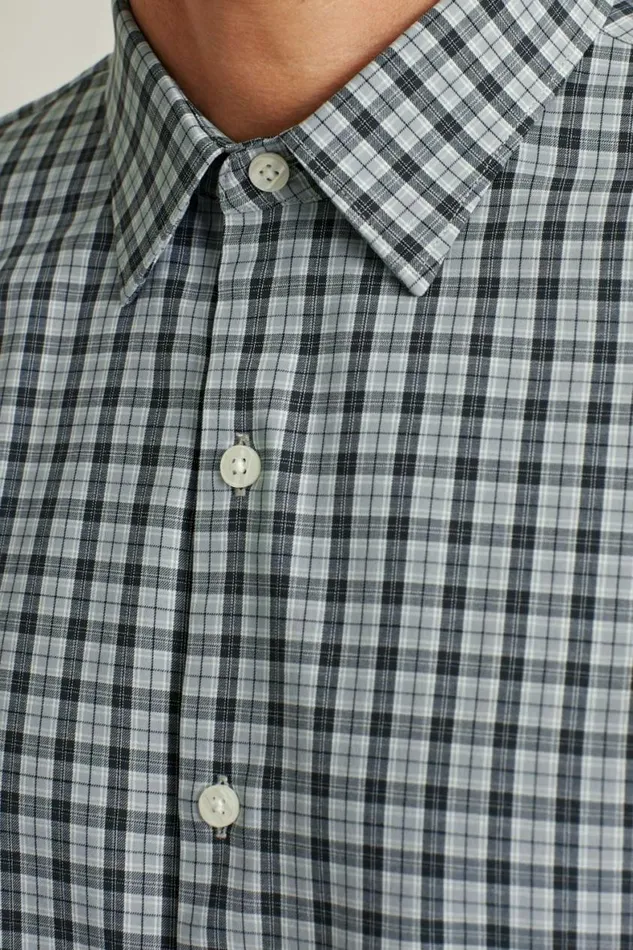 Men Tech Button Down Shirt Grey Mosston Plaid Bonobos Casual Shirts
