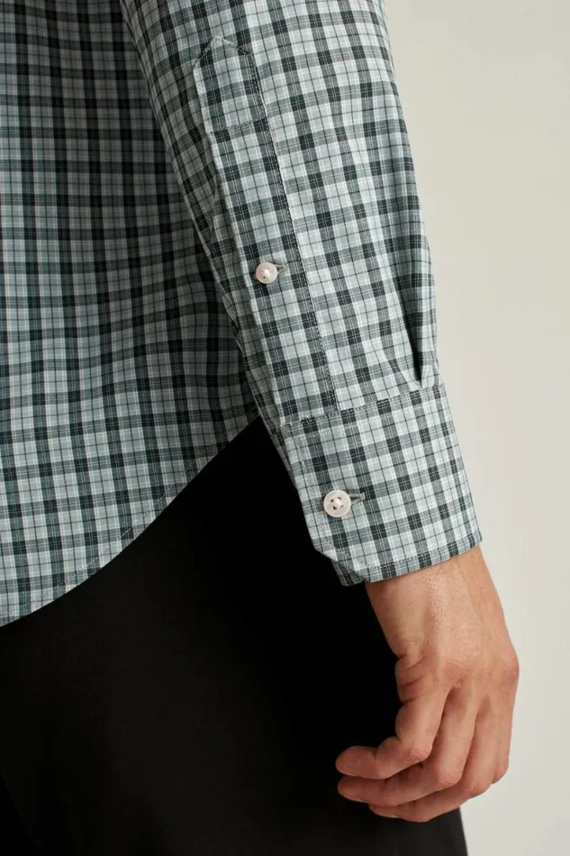 Men Tech Button Down Shirt Grey Mosston Plaid Bonobos Casual Shirts