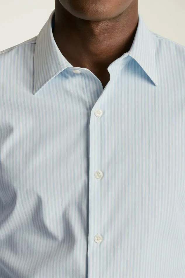 Men Tech Button Down Shirt Light Blue Dundas Stripe Bonobos Casual Shirts