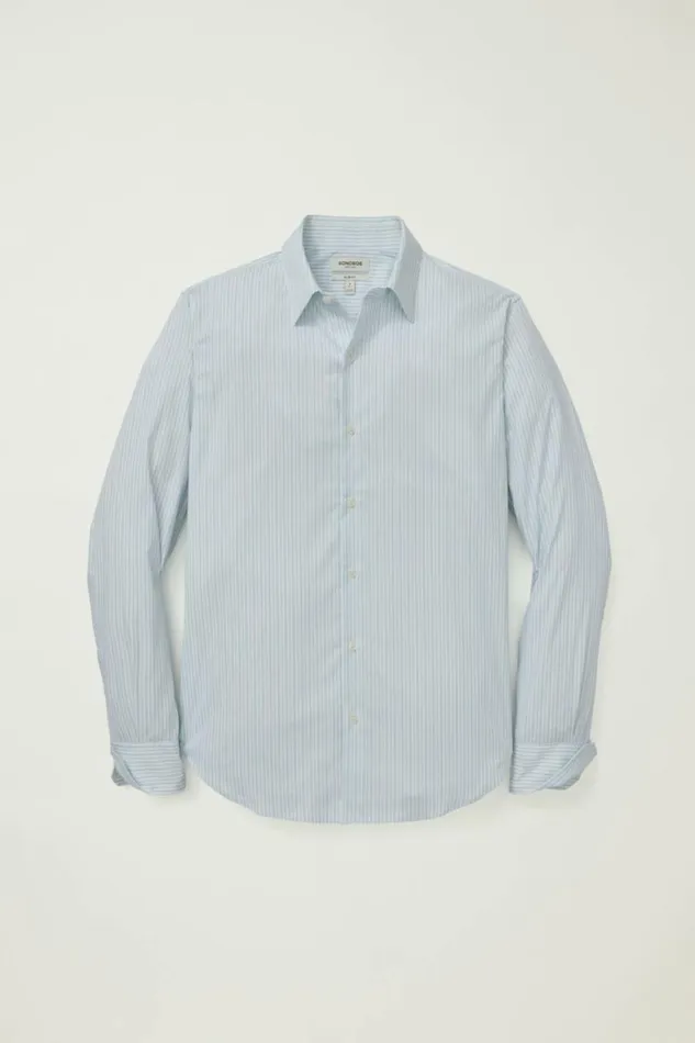 Men Tech Button Down Shirt Light Blue Dundas Stripe Bonobos Casual Shirts