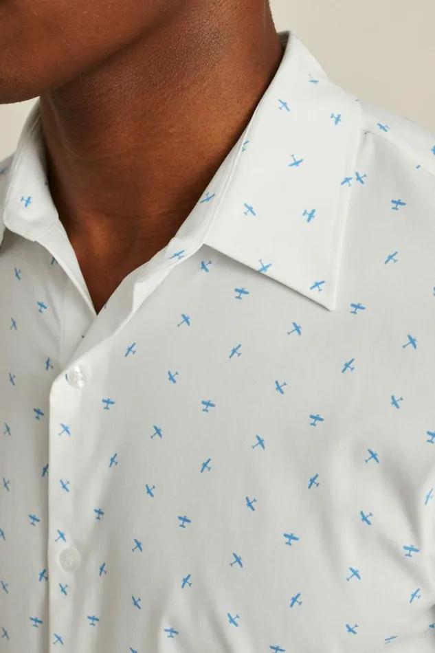 Men Tech Button Down Shirt Little Blue Biplanes Bonobos Business Casual Shirts