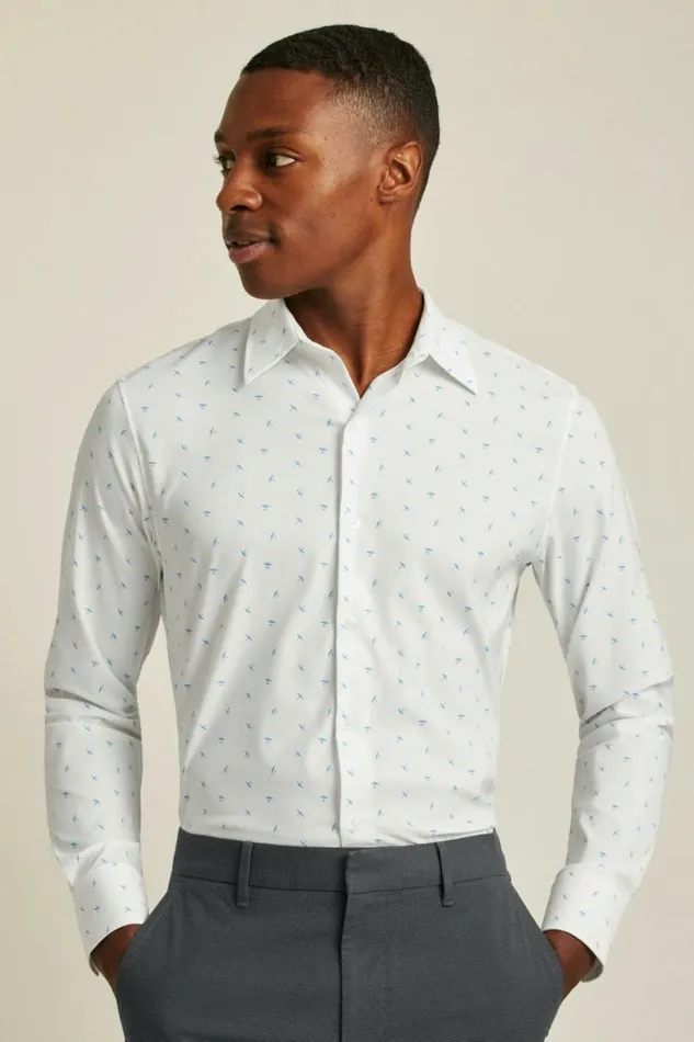 Men Tech Button Down Shirt Little Blue Biplanes Bonobos Business Casual Shirts