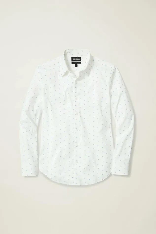 Men Tech Button Down Shirt Little Blue Biplanes Bonobos Business Casual Shirts