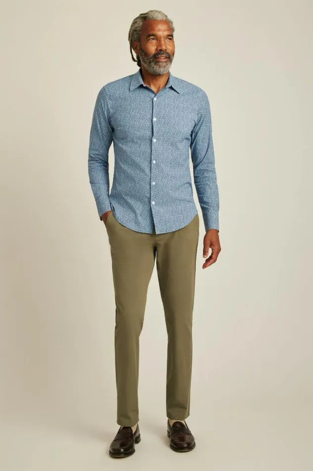 Men Tech Button Down Shirt Navy Micro Floral Bonobos Business Casual Shirts